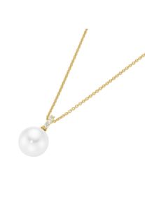 Kette mit Anh&auml;nger "Kette mit Anh&auml;nger, Zirkonia, Muschelkern Perle, vergoldet Silber 925", gold (vergoldet), Giorgio Martello MILANO, Halsketten, Damen, Silber 925 (Sterlingsilber), Kette mit Anh&auml;nger