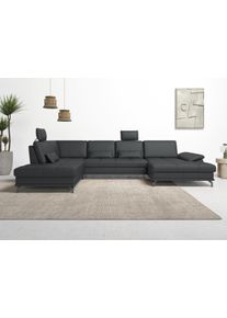Wohnlandschaft OTTO HOME "Costello U-Form, B: 363 cm mit Sitztiefen-, Armteilverstellung &", schwarz, B:363cm H:89cm T:223cm, Luxus-Microfaser (90% Polyester, 10% Polyamid);Samtoptik (100% Polyester), Sofas, Wohnlandschaft, 3 Nierenkissen, optional Bettfunktion & Bettkasten