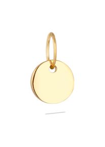 Medallionanh&auml;nger Elli Premium "Anh&auml;nger Pl&auml;ttchen Rund Gravurplatte 585 Gelbgold", gold, Schmuckanh&auml;nger, Damen, Gelbgold 585, Medallionanh&auml;nger