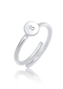 Silberring Elli "Ring Verstellbar Initiale Kreis 925 Sterling Silber", silber, Fingerringe, Damen, Silber 925 (Sterlingsilber), Silberring