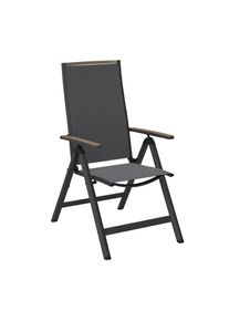 Ambia Garden Gartenklappsessel, Grau, Naturfarben, Metall, Textil, A-Form, 59x112x72 cm, klappbar, inklusive Armlehnen, Gartenm&ouml;bel, Gartensessel, Gartenklappst&uuml;hle