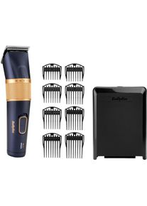 Haarschneider BaByliss "Lithium Power Haarschneider E986E mit Karbon-Titanium-Klingen", blau (blau, gold), HaarschneiderB:10cm H:11cm T:5cm, Haarschneider, Lithium-Ionen-Akku f&uuml;r lange Laufzeit, 45 Schnittl&auml;ngen, B:10cm H:11cm T:5cm