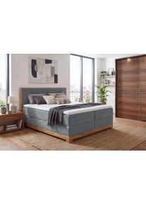 Boxbett OTTO HOME "Fennor, Doppelbett, Polsterbett, Federkernbett, Komforbett, 160/180 cm", grau, B:166cm L:213cm, 100% PES, Komplettbetten, Boxbett, Boxbett: 5-Z-Taschenfederkern im Unterbau, H&auml;rtegrad 3, inkl. Topper