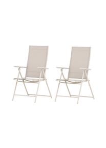 Gartenstuhl VENTURE HOME "Levanzo, 2er-Set Gartenst&uuml;hle klappbar, belastbar bis 110 kg", beige, beige, beige, B:56cm H:108cm T:59cm, PVC, Stahl, St&uuml;hle, Gartenstuhl, Stuhlset, Stahlrahmen, Textilene-Sitz, klappbar, verstellbare Lehne