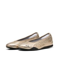 Sneaker Puma "CATCH SOLEIL BALLERINA METALLIC WHISPER", Damen, Gr. 37,5, Textil, gold (Puma gold, Puma schwarz), Synthetik, Schuhe Sneaker, mit profillaufsohle aus Gummi, mit Textilmix und Textilfutter