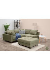 Ecksofa Collection AB "Toni L-Form, B: 215 cm", gr&uuml;n (olive), B:215cm H:44cm T:184cm, 100%Polyester, Sofas, Ecksofa, Set: Sofa & Hocker, 2 Zierkissen, Federkern