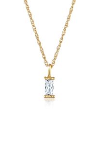 Silberkette Elli "Halskette Anh&auml;nger Solit&auml;r Zirkonia Rechteck 925 Silber" Gr. 45, gold, Halsketten, Damen, 45,mit Stein, Silber 925 (Sterlingsilber), Silberkette