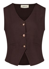 Shirtweste Cartoon "Sommerweste mit Kn&ouml;pfen", Damen, Gr. 36, braun (dunkelbraun), Obermaterial: 55% Leinen LI. 45% Viskose CV., Westen Shirtweste