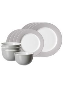 Geschirr-Set RITZENHOFF & BREKER "Basic-Set Doppio 12er Set", grau, 12, Porzellan, Geschirr-Sets, Geschirr-Set, Sp&uuml;lmaschinenfest