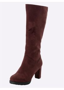 Weitschaftstiefel sheego, Damen, Gr. 44, XL-Schaft, braun (burgund), Lederimitat, Schuhe Weitschaftstiefel