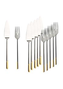 Villeroy & Boch Fischbesteck VILLEROY & BOCH "Fischbesteck Ella teilvergoldet 6er Set silber", silber, 12, Essbesteck-Sets, Fischbesteck, Sp&uuml;lmaschinenfest
