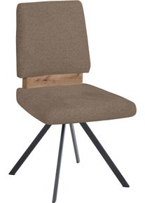 Esszimmerstuhl MASSIVLINE & MORE "Br&uuml;gge 300", mittelbraun, schwarz, mittelbraun, B:48cm H:92cm T:59,5cm, Holzwerkstoff, Metall, Stoff, St&uuml;hle, Esszimmerstuhl