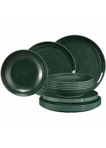 Geschirr-Set SELTMANN WEIDEN "Teller-Set Terra 18er Set", gr&uuml;n (moosgr&uuml;n), 18, Porzellan, Geschirr-Sets, Geschirr-Set, Sp&uuml;lmaschinenfest, Mikrowellensicher, Ofenfest