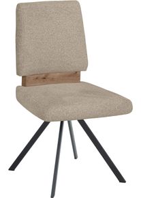 Esszimmerstuhl MASSIVLINE & MORE "Br&uuml;gge 300", beige, schwarz, beige, B:48cm H:92cm T:59,5cm, Holzwerkstoff, Metall, Stoff, St&uuml;hle, Esszimmerstuhl