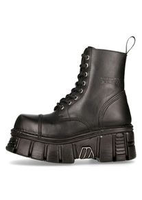 Plateaustiefelette New Rock "Plateau Ankle Boots M-NEWMILI083-S39", Damen, Gr. 45, Normalschaft, schwarz, Obermaterial: 100% Rindnappaleder CNA., Schuhe Plateaustiefelette, Handgefertigt, Made in Spain