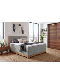 Boxbett OTTO HOME "Fennor, Doppelbett, Polsterbett, Federkernbett, Komforbett, 160/180 cm", hellgrau, B:186cm L:213cm, 100% PES, Komplettbetten, Boxbett, Boxbett: 5-Z-Taschenfederkern im Unterbau, H&auml;rtegrad 3, inkl. Topper
