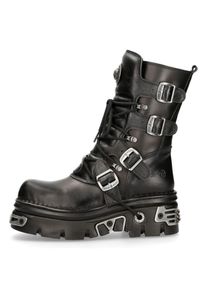 Plateaustiefel New Rock "Plateau Boots M-373-S4", Damen, Gr. 46, Normalschaft, schwarz, Obermaterial: 100% Rindnappaleder CNA., Schuhe Plateaustiefel, Handgefertigt, Made in Spain