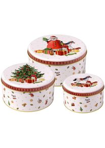Villeroy & Boch Vorratsdose VILLEROY & BOCH "Keksdosen-Set Winter Collage 3er Set bunt", bunt, B:2cm H:2cm L:2cm, Porzellan, Lebensmittelaufbewahrungsbeh&auml;lter, Vorratsdose, handw&auml;sche empfohlen