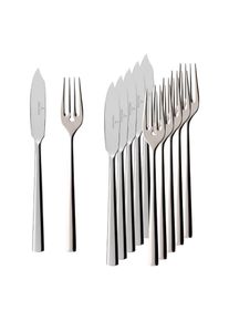 Villeroy & Boch Fischbesteck VILLEROY & BOCH "Fischbesteck Piemont 6er Set silber", silber, 12, Essbesteck-Sets, Fischbesteck, Sp&uuml;lmaschinenfest