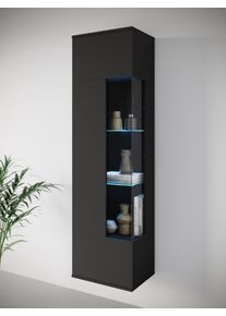 Vitrine OTTO HOME "Kenia, stehend und h&auml;ngend, T&uuml;ranschlag wechselbar", schwarz (schwarz graphite matt), B:45cm H:161cm T:32cm, Schr&auml;nke, Vitrine, Vitrineschrank mit Glast&uuml;ren 160 cm H&ouml;he