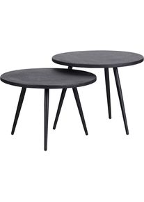 Beistelltisch Woood "Suze aus Multiplex mit Metallbeschichtung &Oslash;53x42 / &Oslash;53x36 cm", schwarz, B:53cm H:42cm T:53cm, Tische, Beistelltisch, 2er-Set, Plattendicke 2 cm, Beine aus MS-Eisen, pulverbeschichtet