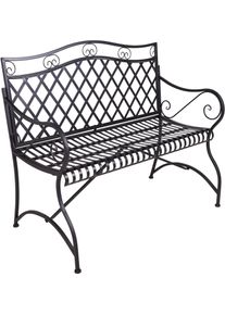 Gartenbank Garden Pleasure "PORAK", schwarz, B:60cm H:97cm T:111,5cm, Stahl, Sitzb&auml;nke, Gartenbank, mit Armlehne und Verzierungen