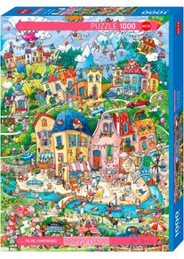 Puzzle Heye "Good Morning / Happytown", bunt, Puzzles, KinderB:50cm H:70cm, Pappe, Motiv, Puzzle, Made in Germany, B:50cm H:70cm