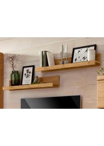 Wandregal OTTO HOME "Ribe,2er Set,teilmassiv mit massiver Ablagefl&auml;che, Breite: je 90 cm", braun (eiche teilmassiv), B:90cm H:16cm T:17cm, Holzwerkstoff, Regale, Wandregal, Ablagefl&auml;chen in Massivholz, Topseller