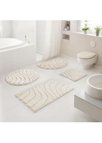 Badematte OTTO HOME "Levii, Badvorleger, Badezimmer Teppich, sehr weich", beige (creme), H:20mm, Polyester, Badematten, Badematte, Hoch-Tief-Effekt, weiche Haptik, Made in Europe
