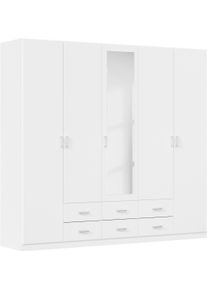 Kleiderschrank Rauch "Schrank Garderobe Ankleide GAMMA Breiten 91/136/181/226/271/315/360 cm", alpinwei&szlig;, griffe alu, B:226cm H:210cm T:54cm, Holzwerkstoff, Schr&auml;nke, Kleiderschrank, verschiedene Griff-Varianten, mit Spiegel TOPSELLER MADE IN GERMANY