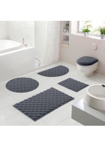 Badematte OTTO HOME "Naala, Badvorleger, Badezimmer Teppich, sehr weich", grau (anthrazit), H:20mm, Polyester, Badematten, Badematte, Karo-Muster, auch als 2-teiliges Set erh&auml;ltlich, Made in Europe