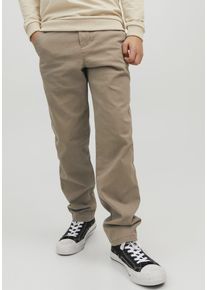 Jack & Jones Chinos JACK & JONES JUNIOR "JPSTMARCO bequem, kombinierbar, mittlere Taille", Jungen, Gr. 176, N-Gr, beige, Web, Obermaterial: 98% Baumwolle, 2% Elasthan, unifarben, bequem lang, Hosen Chinos, unifarben, modisch, regular fit, Web