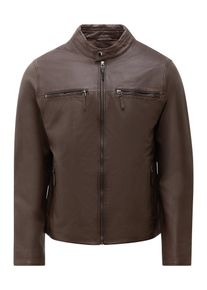 Lederjacke RICANO "Lederjacke Traveller", Herren, Gr. S, braun, Obermaterial: 100% Lammnappaleder LANA. Futter: 100% Polyester PES., figurbetont, hoch geschlossener Ausschnitt, Jacken Lederjacke, Handgefertigt aus echtem Leder