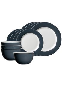 Geschirr-Set RITZENHOFF & BREKER "Basic-Set Doppio 12er Set", grau (anthrazit), 12, Porzellan, Geschirr-Sets, Geschirr-Set, Sp&uuml;lmaschinenfest