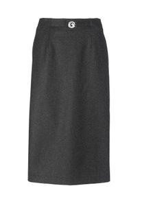 Midirock GOLDNER "Kurzgr&ouml;&szlig;e Klassischer Schurwoll-Schlupfrock", Damen, Gr. 19, grau (anthrazit, melange), Obermaterial: 52% Schurwolle WV. 46% Polyester PES. 2% Elasthan EL., normal, R&ouml;cke Midirock, Ohne