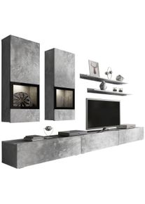 Wohnwand OTTO HOME "Baros", grau (beton, optik), B:270cm, Kastenm&ouml;bel-Sets, Wohnwand