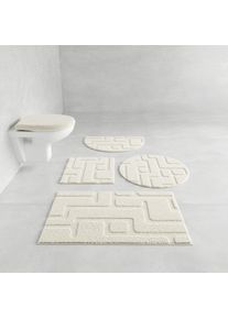 Badematte Grund "Riana, Badvorleger, Badezimmer Teppich, sehr weich", beige (creme), H:20mm, Polyester, Badematten, Badematte, Modernes Design mit Linien in Hoch-Tief-Struktur, Made in Europe