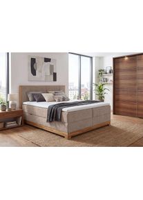 Boxbett OTTO HOME "Fennor, Doppelbett, Polsterbett, Federkernbett, Komforbett, 160/180 cm", braun, B:186cm L:213cm, 100% PES, Komplettbetten, Boxbett, Boxbett: 5-Z-Taschenfederkern im Unterbau, H&auml;rtegrad 3, inkl. Topper