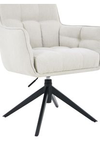 Drehstuhl Hela "POMBA", beige (beige, schwarz, beige), B:61cm H:88,5cm T:65cm, Metall, Polyester, Stoff, St&uuml;hle, Drehstuhl, 360 drehbar, h&ouml;henverstellbar, Federkorb, Armlehnen, 140kg belastbar