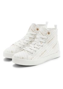 Stiefelette ELBSAND "Sneaker, Textilschuhe, Schn&uuml;rschuh, Freizeitschuh, Stoffschuhe", Damen, Gr. 39, wei&szlig;, Obermaterial: 100% Textilmaterial. Decksohle: 100% Textilmaterial. Futter: 100% Textilmaterial. Laufsohle: 100% Synthetik, bedruckt, Schuhe Stiefelette, Turnschuh, Schn&uuml;rhalbschuh mit modernem Logo-Druck VEGAN