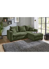 Jockenh&ouml;fer Ecksofa JOCKENH&Ouml;FER GRUPPE "Elmau L-Form, B: 235 cm", gr&uuml;n, B:235cm T:90cm, Korpus: 100% Polyester;Kissen: 100% Polyester, Sofas, Ecksofa, mit Bettfunktion, Bettkasten & 2 Zierkissen