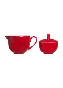 Ritzenhoff & Breker Milch- und Zuckerset RITZENHOFF & BREKER "Milchk&auml;nnchen & Zuckerdose Doppio", rot, 2, Porzellan, Geschirr-Sets, Milch- und Zuckerset, Sp&uuml;lmaschinengeeignet