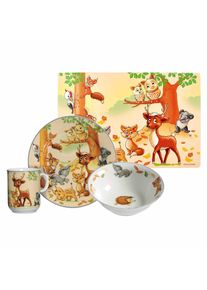 Ritzenhoff & Breker Kindergeschirr-Set RITZENHOFF & BREKER "Kindergeschirr mit Platzset Waldtiere 4er Set bunt", bunt, 4, Porzellan, Geschirr-Sets, Kindergeschirr-Set, Sp&uuml;lmaschinengeeignet