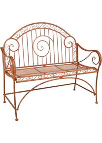 Gartenbank Garden Pleasure "CAMEROON", rot, rostbraun, B:53cm H:101cm T:112cm, Stahl, Sitzb&auml;nke, Gartenbank, mit Armlehne und Verzierungen