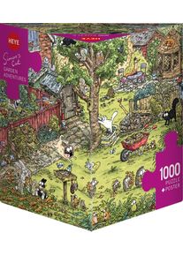 Puzzle Heye "Garden Adventures / Simons Cat", bunt, Puzzles, KinderB:70cm H:50cm, Pappe, Motiv, Puzzle, Made in Europe, B:70cm H:50cm
