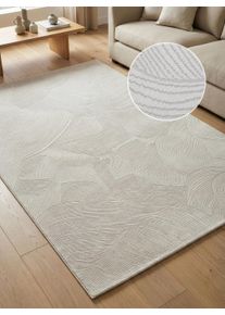 Teppich Calvin Klein home "Essential, Designerteppich", creme, B:100cm H:7mm L:200cm, Kunstfaser, Teppiche, Teppich, modern, elegantes Muster, Wohnzimmer, Schlafzimmer, Esszimmer