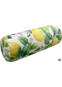 Nackenrolle done. "LEMON", beige, gelb, Leinen, Polyester, Funktionskissen, Nackenrolle, Bedruckt