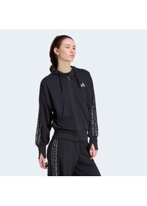 Kapuzensweatshirt adidas Sportswear "SEASONAL ESSENTIALS 3-STREIFEN, ANIMALPRINT", Damen, Gr. XS, schwarz, multicolor, grau four, Obermaterial: 55% Baumwolle, 36% Polyester, 9% Viskose, normal, Rundhals, angesetztes B&uuml;ndchen, Sweatshirts Kapuzensweatshirt