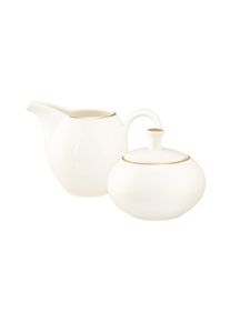 Milch- und Zuckerset Seltmann Weiden "Milch- & Zuckerset Savona Goldlinie 2er Set creme", beige (creme), 2, Porzellan, Geschirr-Sets, Milch- und Zuckerset, Sp&uuml;lmaschinenfest, Mikrowellensicher, Ofenfest