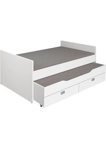 Einzelbett Paidi "TIAGO in verschiedenen Ausf&uuml;hrungen, Jugendliege mit Bettkasten", kreidewei&szlig;, H:81cm, Betten, Einzelbett, Kojenbett inklusive Ausziehbett in 90x190 cm & 2 Schubladen